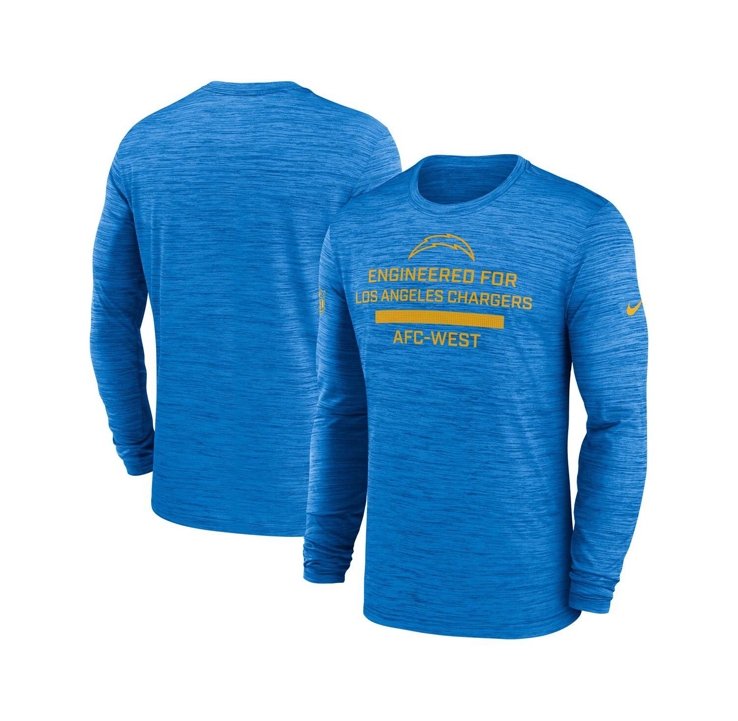 Men's Powder Blue Los Angeles Chargers Sideline Velocity Performance Long Sleeve T-Shirt