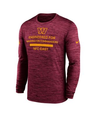 Men's Burgundy Washington Commanders Sideline Velocity Performance Long Sleeve T-Shirt