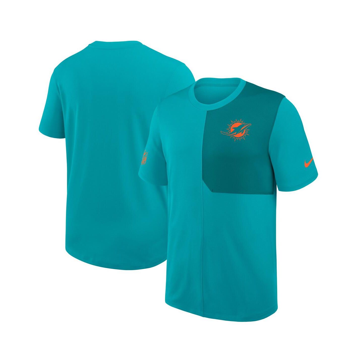 Мужская рубашка Nike Aqua Miami Dolphins Sideline UV Performance Coach — фото 1