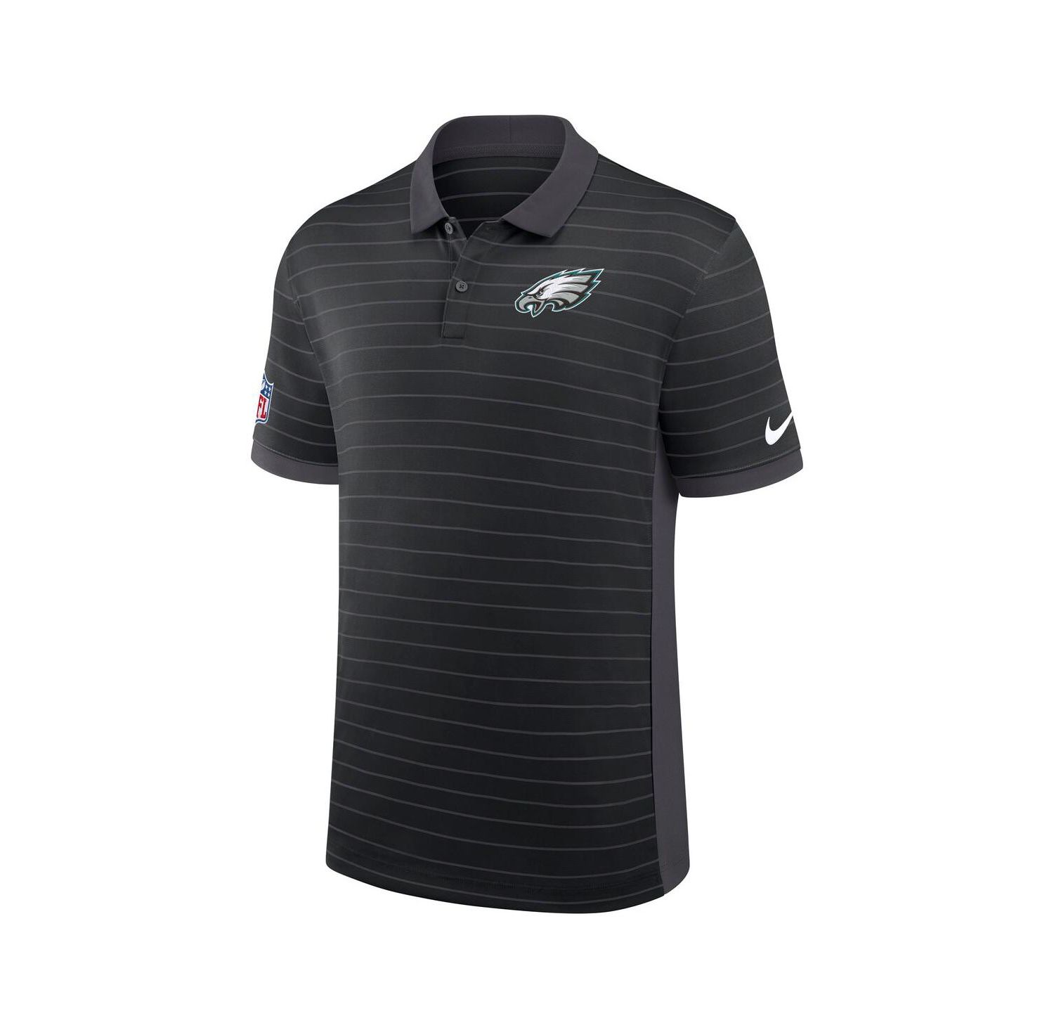Men's Black Philadelphia Eagles Sideline Victory Stripe Performance Polo Shirt