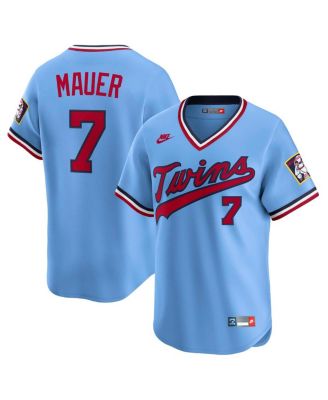 Nike - Men's Joe Mauer Light Blue Minnesota Twins Throwback Cooperstown Collection Limited Jersey
