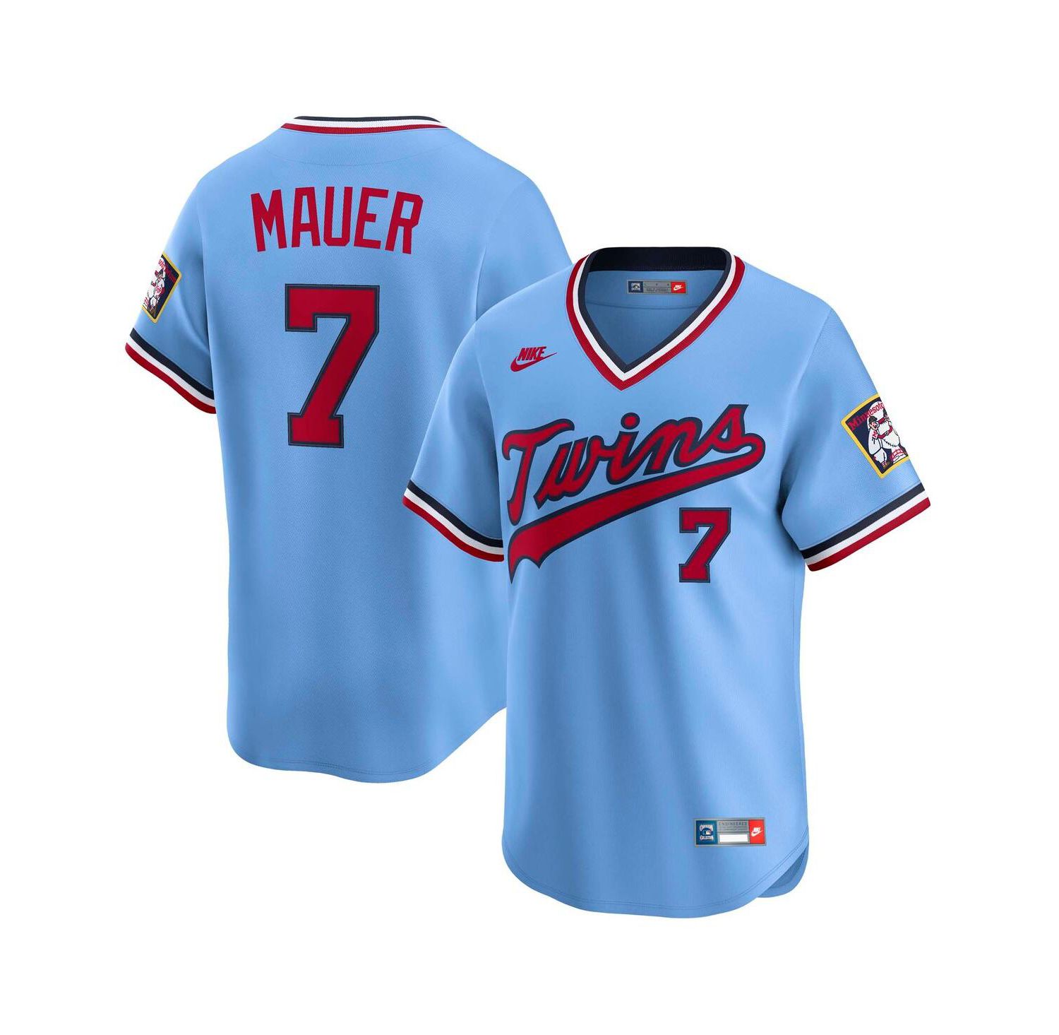 Men's Joe Mauer Light Blue Minnesota Twins Throwback Cooperstown Collection Limited Jersey