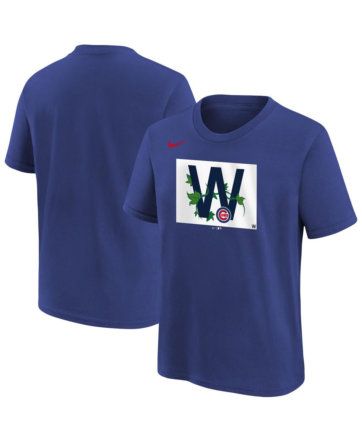 Nike Kids' Big Boys And Girls Royal Chicago Cubs Local T-shirt In Blue