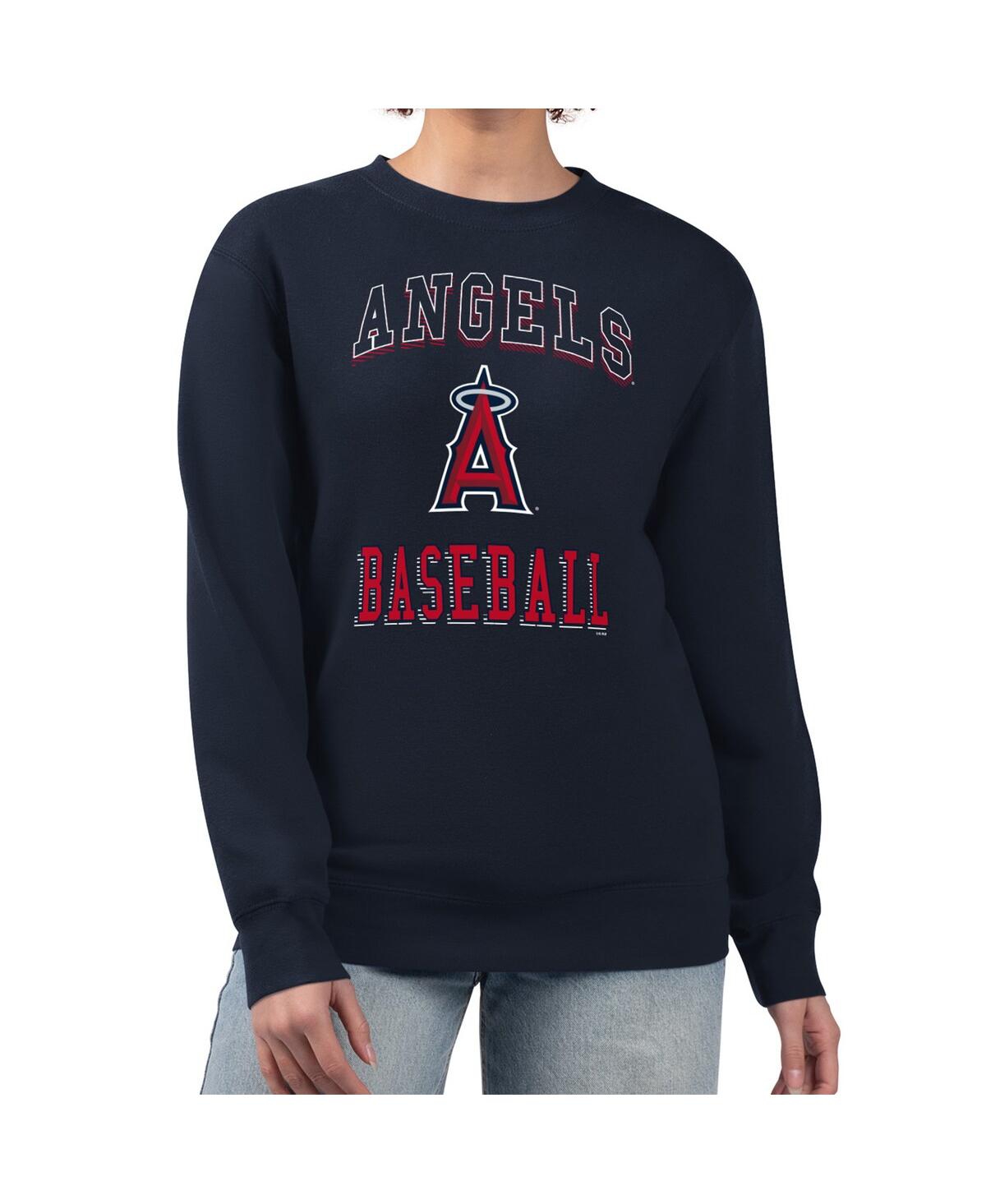 Women's Navy Los Angeles Angels Team Logo Graphic Tri-Blend Fleece Pullover Sweatshirt - Navy