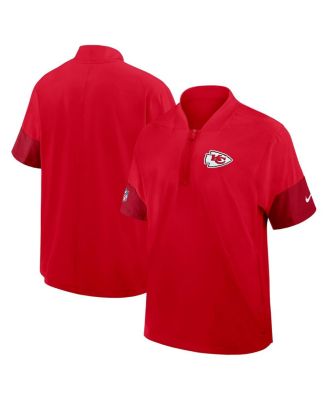 Nike - Men's Red Kansas City Chiefs Sideline Short Sleeve Quarter-Zip Performance Coach Jacket