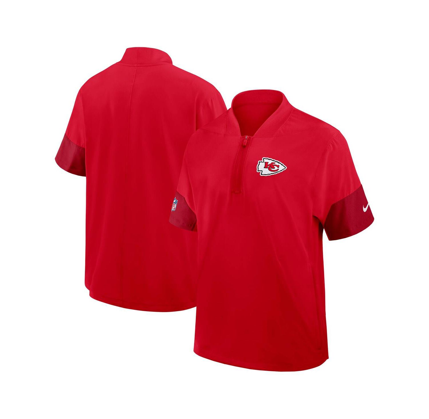Men's Red Kansas City Chiefs Sideline Short Sleeve Quarter-Zip Performance Coach Jacket