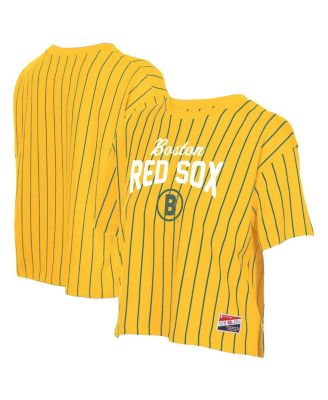 New Era - Women's Yellow Boston Red Sox 2025 City Connect Pinstripe T-Shirt