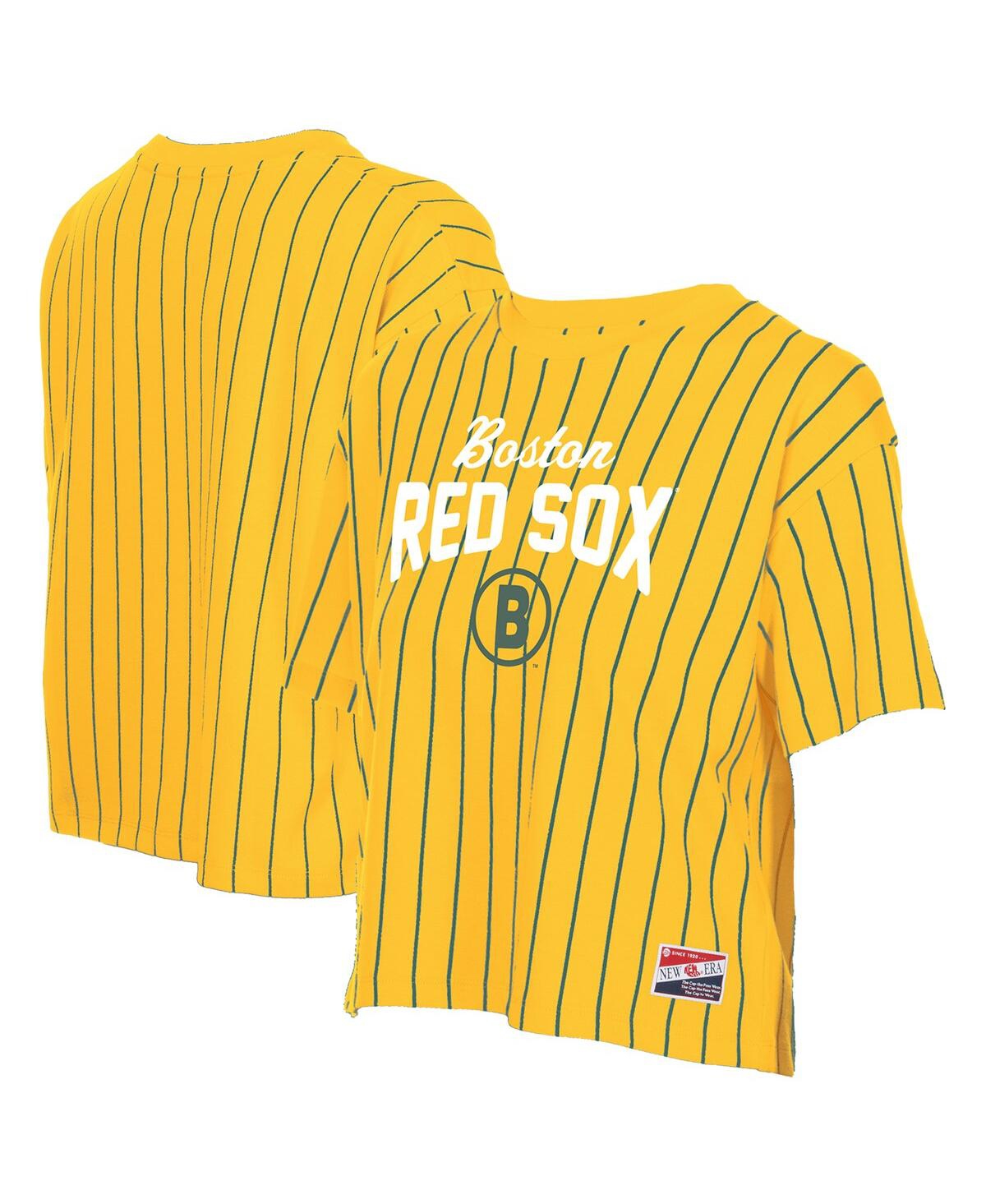 Women's Yellow Boston Red Sox 2025 City Connect Pinstripe T-Shirt - Yellow