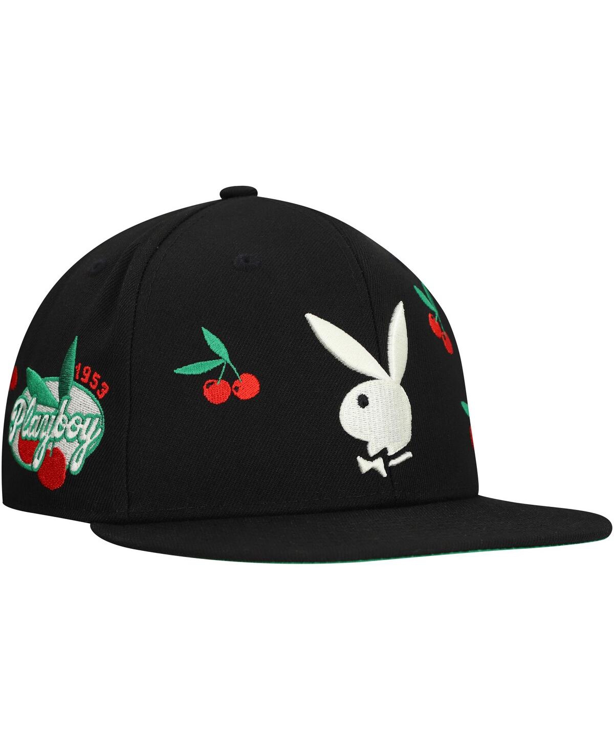 Men's Black Playboy Cherry Fitted Hat - Black