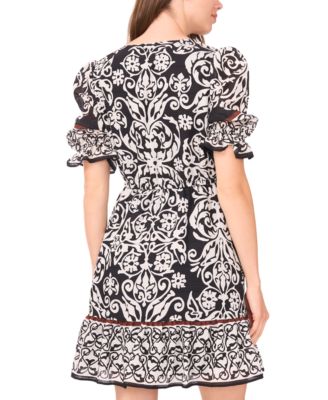 Women's Printed Ruffled-Hem A-Line Dress