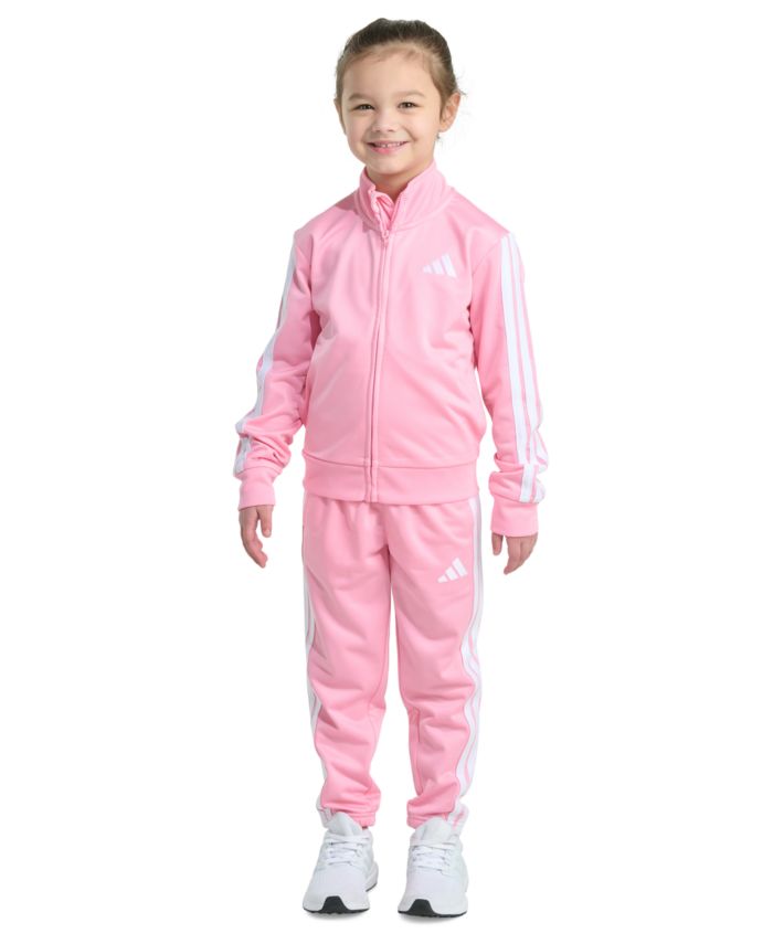 Adidas Toddler Little Girls Tricot Long Sleeve Essential 3 Stripe Tricot Track Jacket Pants 2 Piece Set