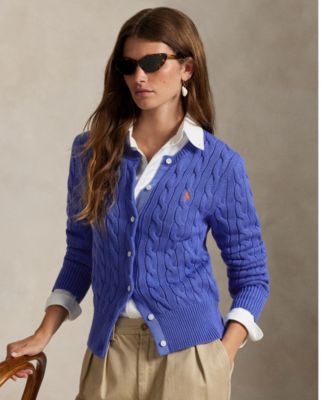 Polo Ralph Lauren - Women's Cable-Knit Cotton Crewneck Cardigan Sweater