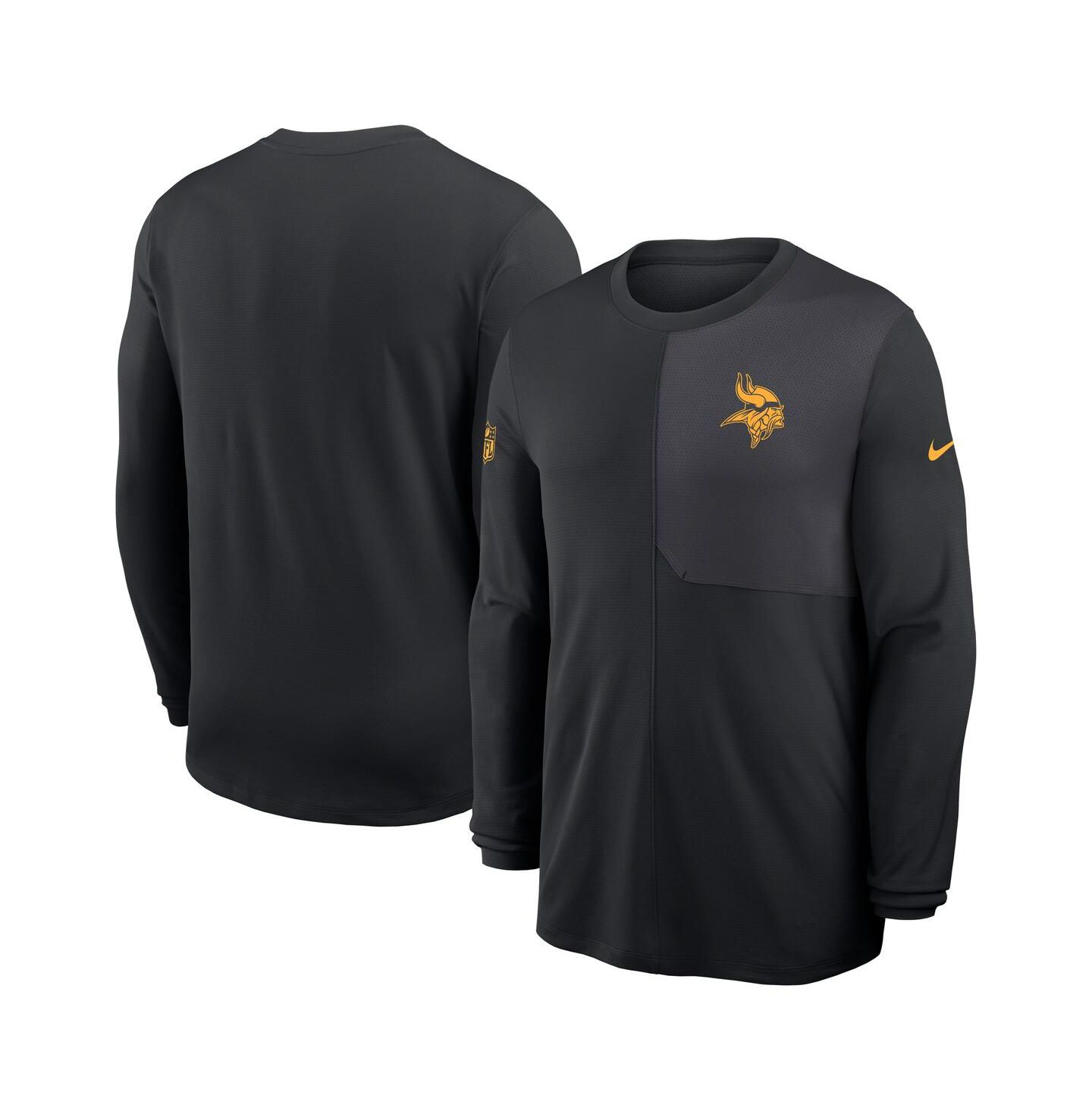 Мужская футболка Nike Black Minnesota Vikings Sideline Coach UV Performance Long Sleeve — фото 1