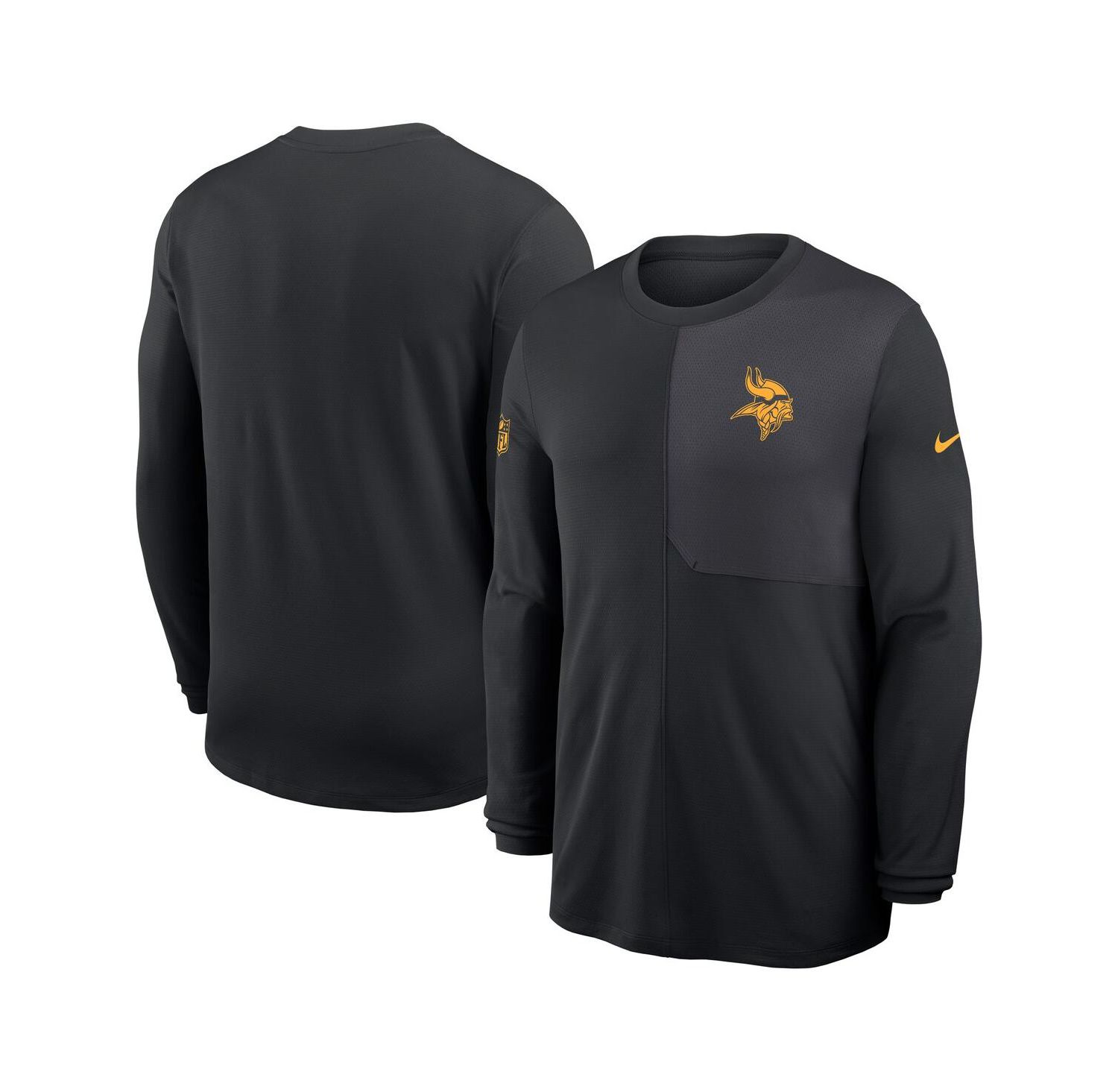 Men's Black Minnesota Vikings Sideline Coach UV Performance Long Sleeve T-Shirt