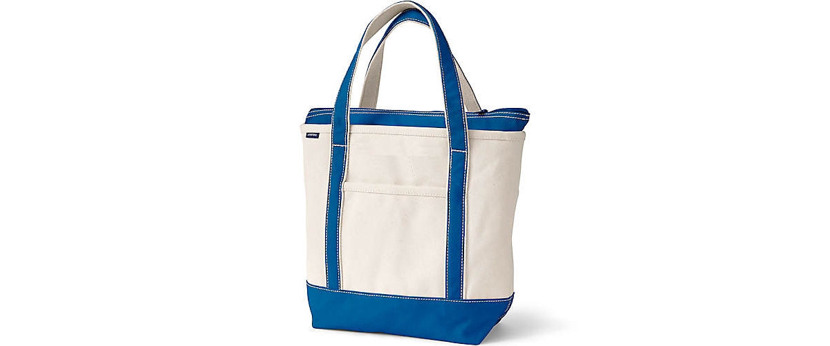 Medium Natural 5 Pocket Zip Top Canvas Tote Bag - Natural/black
