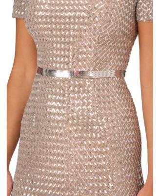 Adrianna Papell Women's Beaded Mesh Column Dress