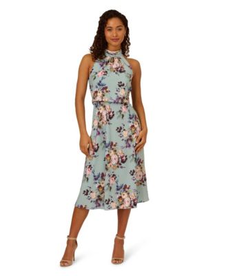 Adrianna Papell - Women's Halter Chiffon Midi Dress