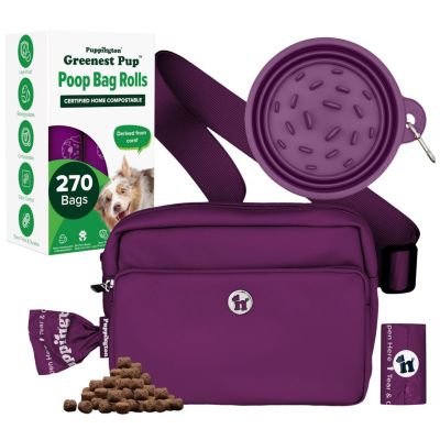 Walk Star Kit: 3-in-1 Dog Walk Bag & Bowl plus Matching 270 Refill Dog Poop Bags