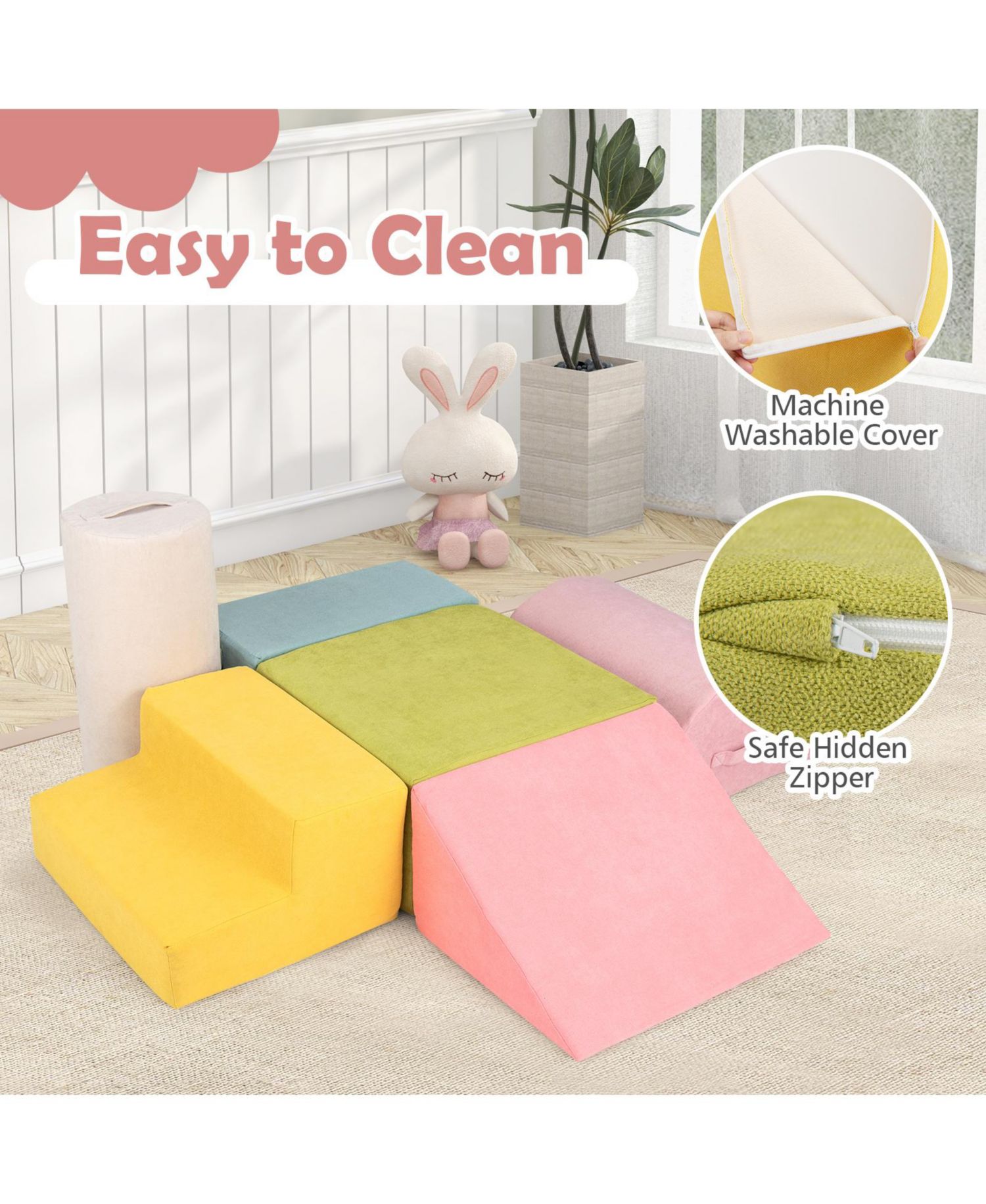 Kids 6-Piece Climbing Blocks with 30D High-Density Foam and Carrying Handles