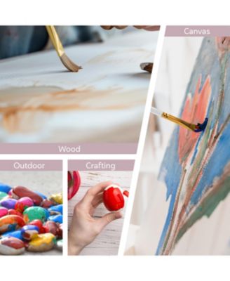 12 Color Acrylic Paint Set (2oz/60ml) - Matte Finish, With 10 Brushes and Painting Pallet