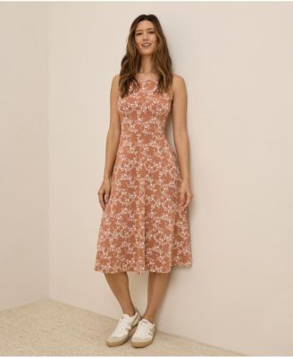 Women's Organic Cotton Fit & Flare Keyhole Back Dress