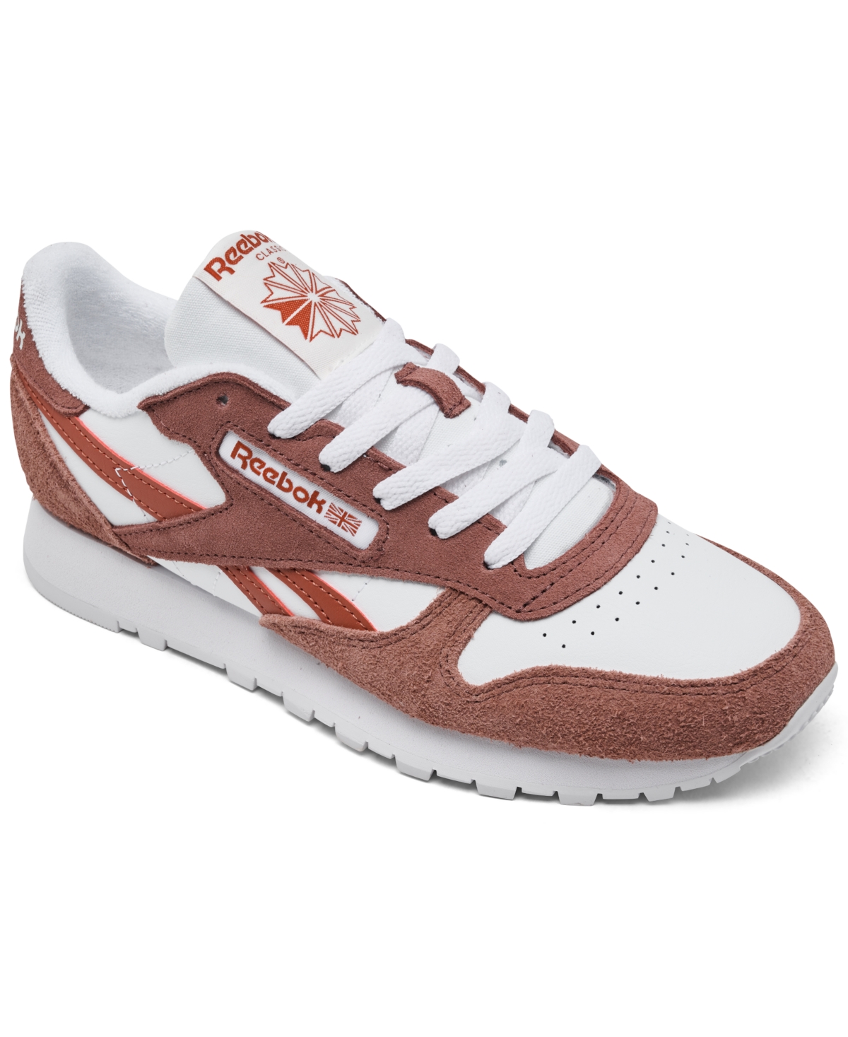 Women's Classic Leather Casual Sneakers from Finish Line - White, Earth, Red