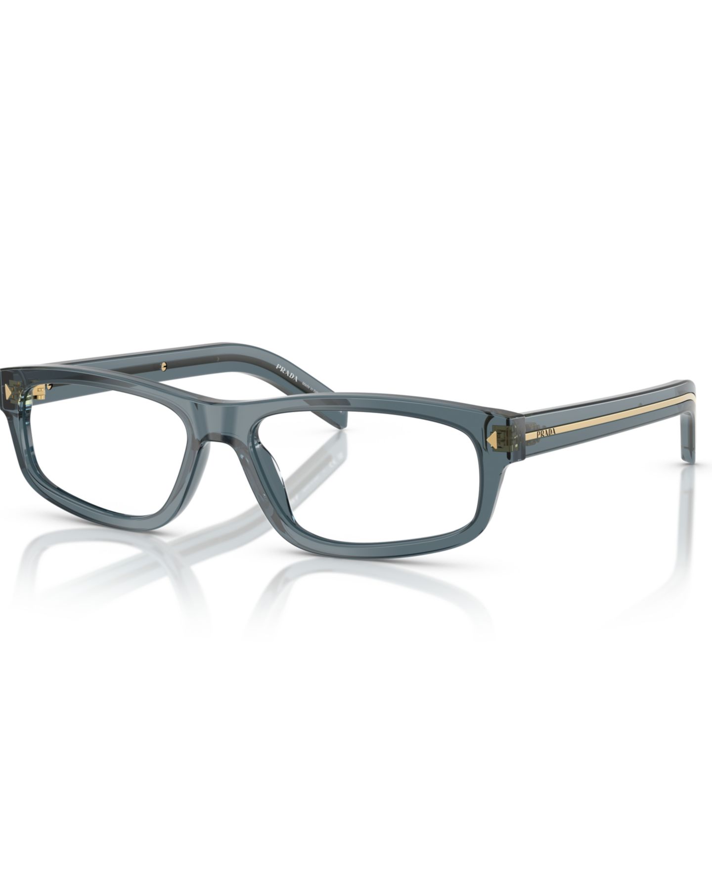 Мужские очки Prada Man Rectangle Plastic PR B02V Eyeglasses, цвет: Бледный позолоченный — фото 1