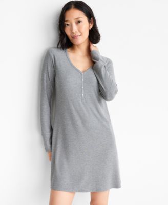 Women's Heather Rib-Knit Henley Sleepshirt