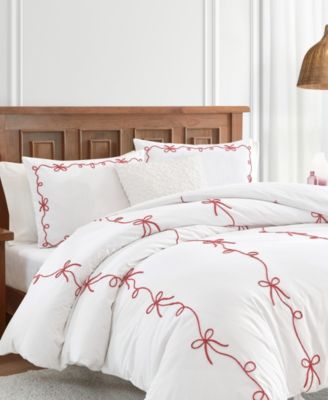 Sasha Bows Embroidered 3-Pc. Comforter Set, Full/Queen