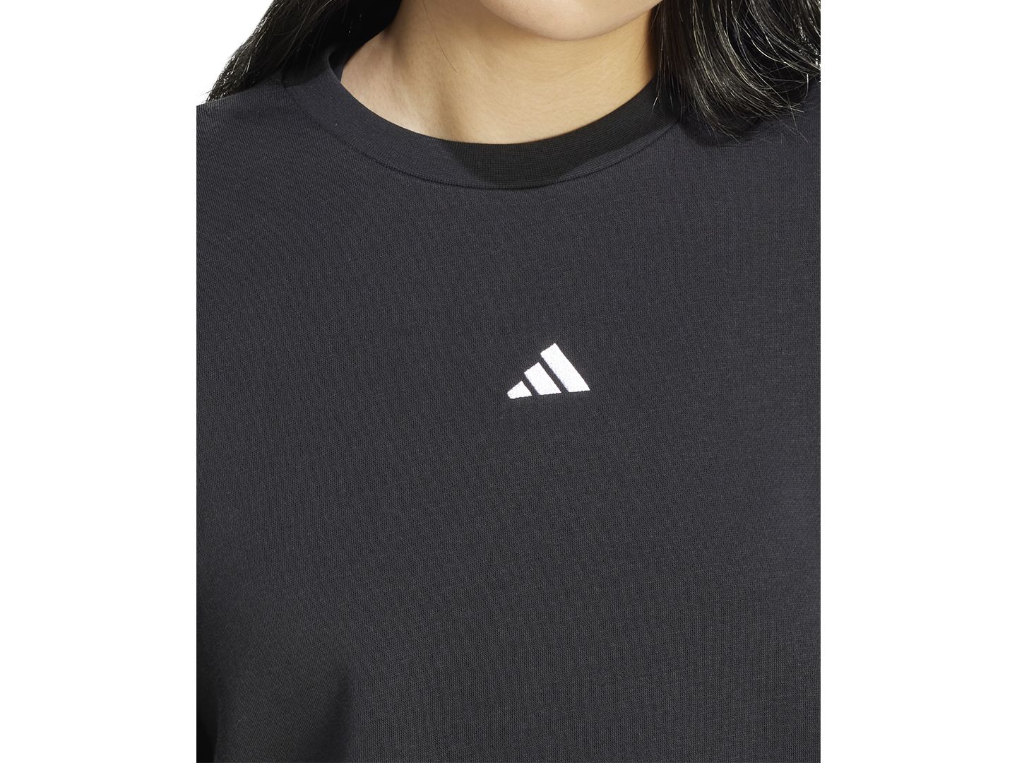 Женский свитшот adidas Essentials Crewneck Small-Logo, цвет: Чёрный / Белый — фото 7