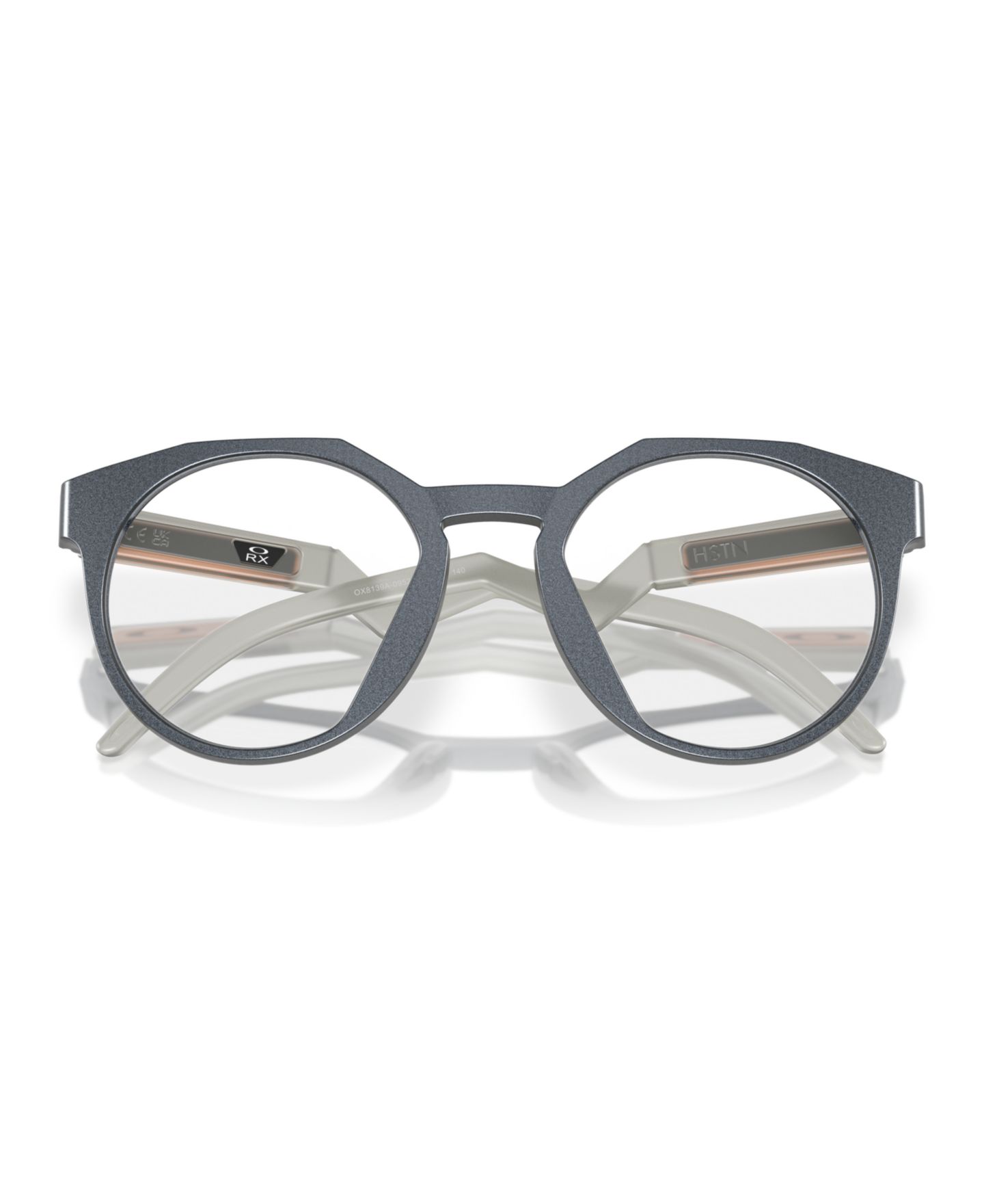 Мужские очки Celine Oakley Man Rectangle Plastic OX8139A Hstn (Low Bridge Fit) Forge Collection Eyeglasses, цвет: Матовый синий стальной — фото 6