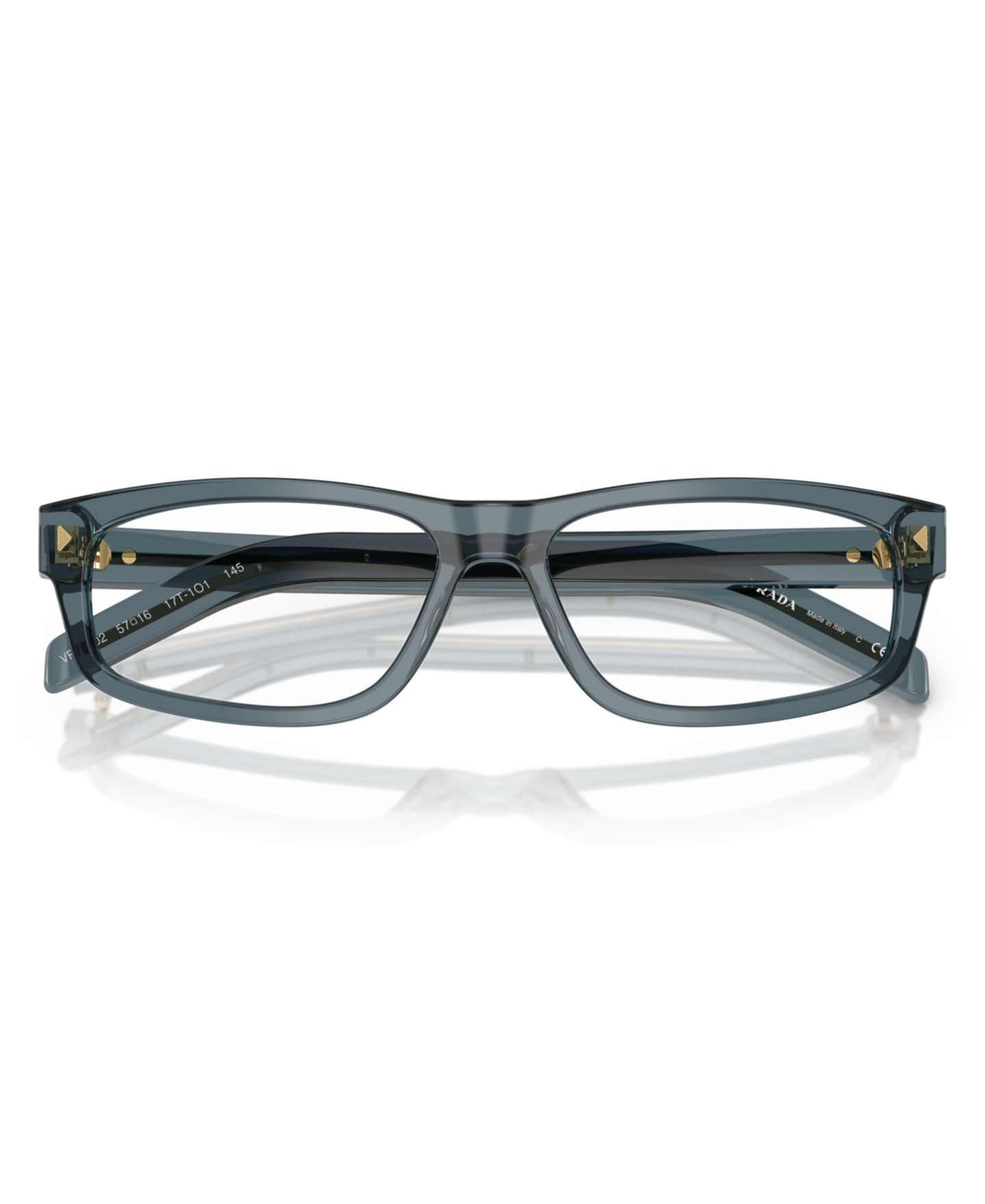 Мужские очки Prada Man Rectangle Plastic PR B02V Eyeglasses, цвет: Бледный позолоченный — фото 4