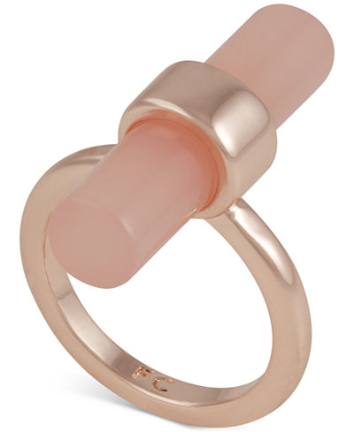 French Connection Rose Gold-Tone Light Pink Tube Ring