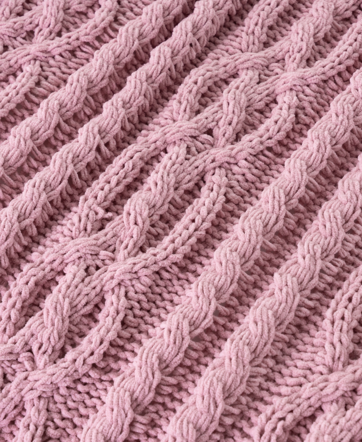 Battilo Lifestyle Cable Knit Chenille Throw, 51" X 67" In Pink