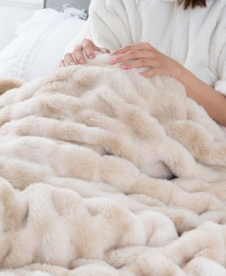 Fuzzy Faux Fur Throw, 60" x 50"