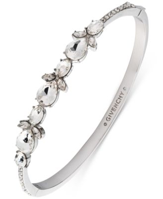 Givenchy - Silver Tone Crystal Stone Bangle Bracelet
