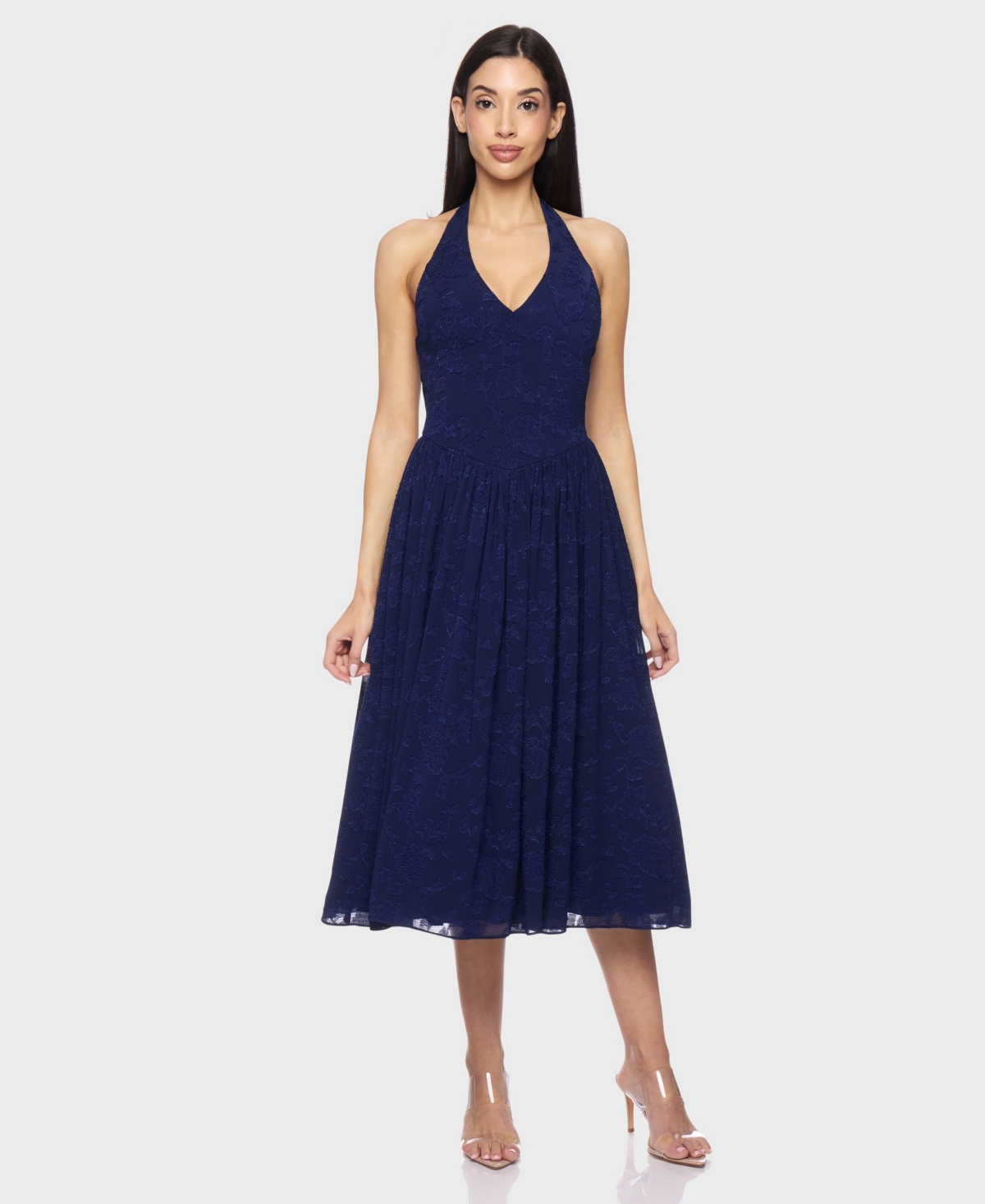 Juniors' Halter Midi Dress - Navy