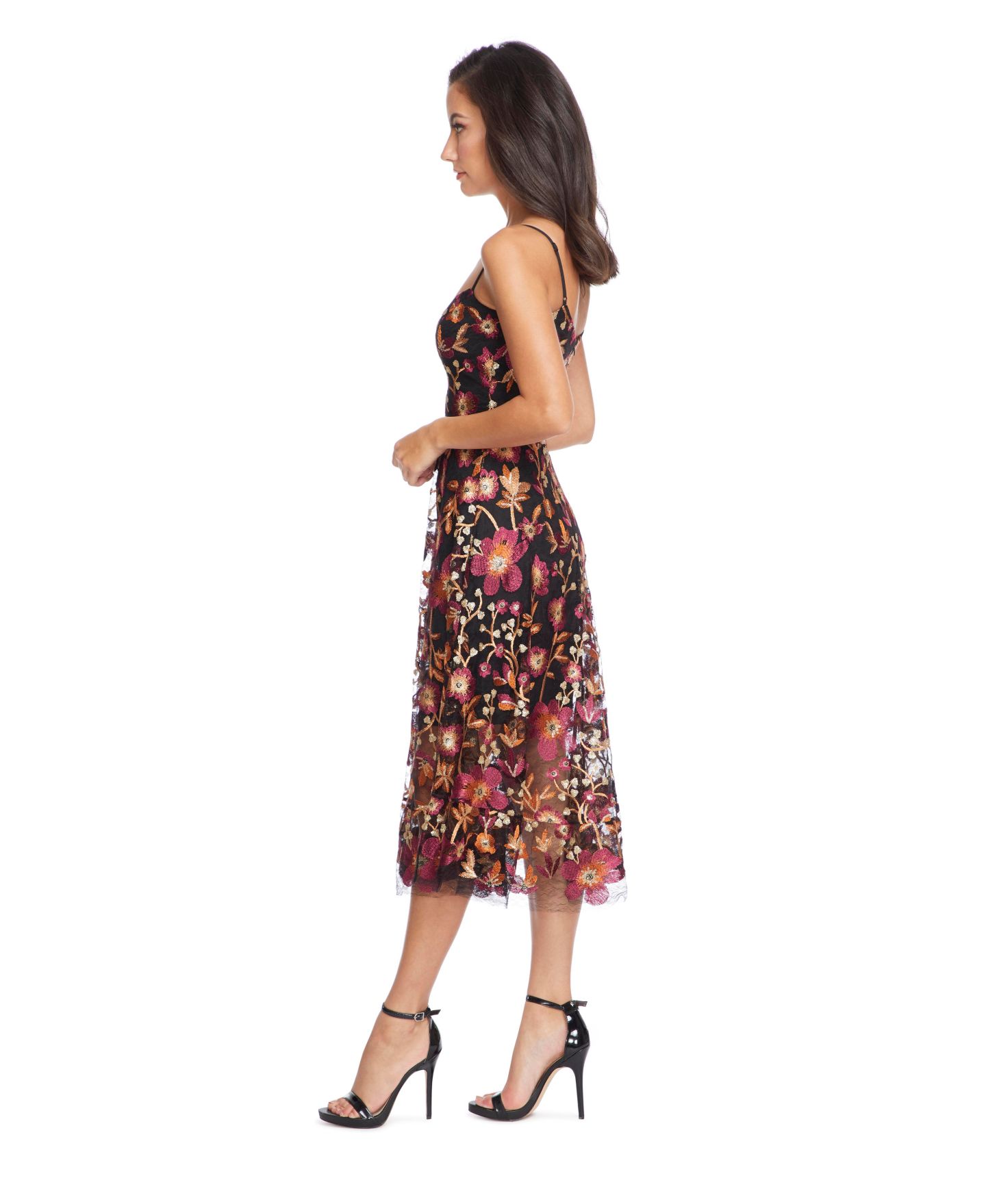 Женское платье Dress the Population Uma Sleeveless Fit & Flare, цвет: Тёмно-бордовый / Чёрный — фото 2