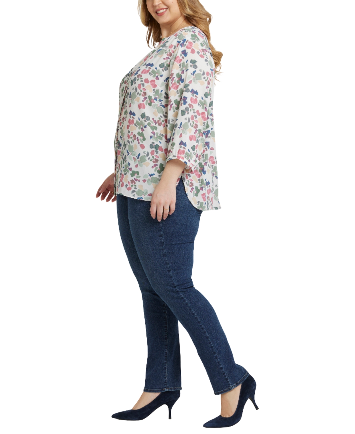 Nydj Plus Size Pintuck Blouse In Multi