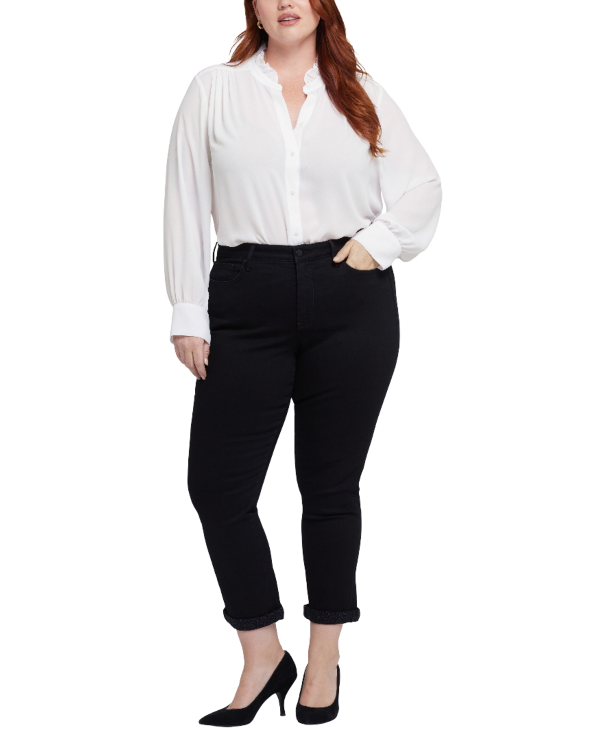Nydj Plus Size Sheri Slim Ankle Pull On Jeans In Black