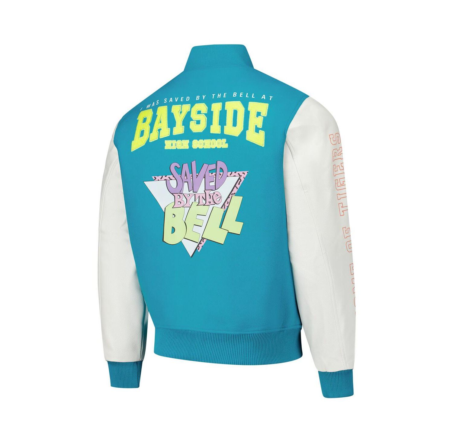 Men's Aqua Saved by the Bell Tigers Varsity Full-Snap Jacket