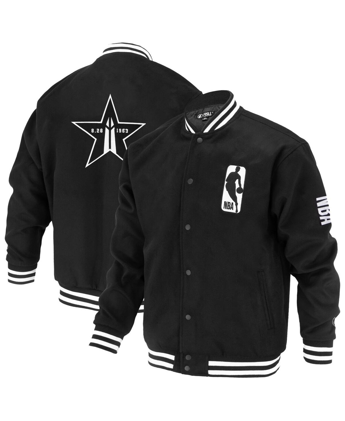 Men's and Women's Black Nba Logoman Shadow Collection Full-Snap Varsity Jacket - Black