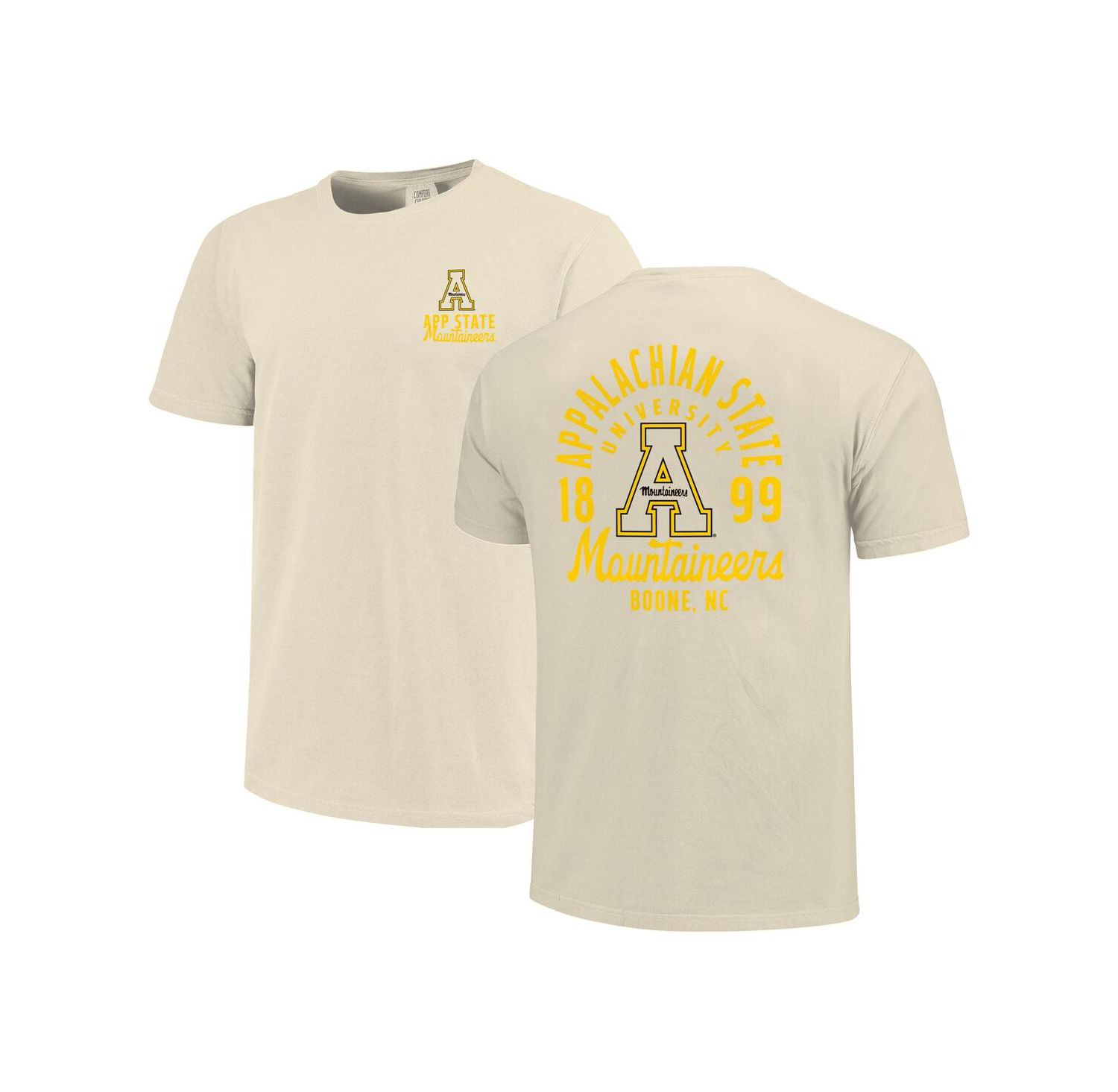 Men's Cream Appalachian State Mountaineers Comfort Colors Mascot Overlay T-Shirt