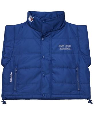 Women's Blue New York Rangers Cropped Full-Zip Puffer Vest