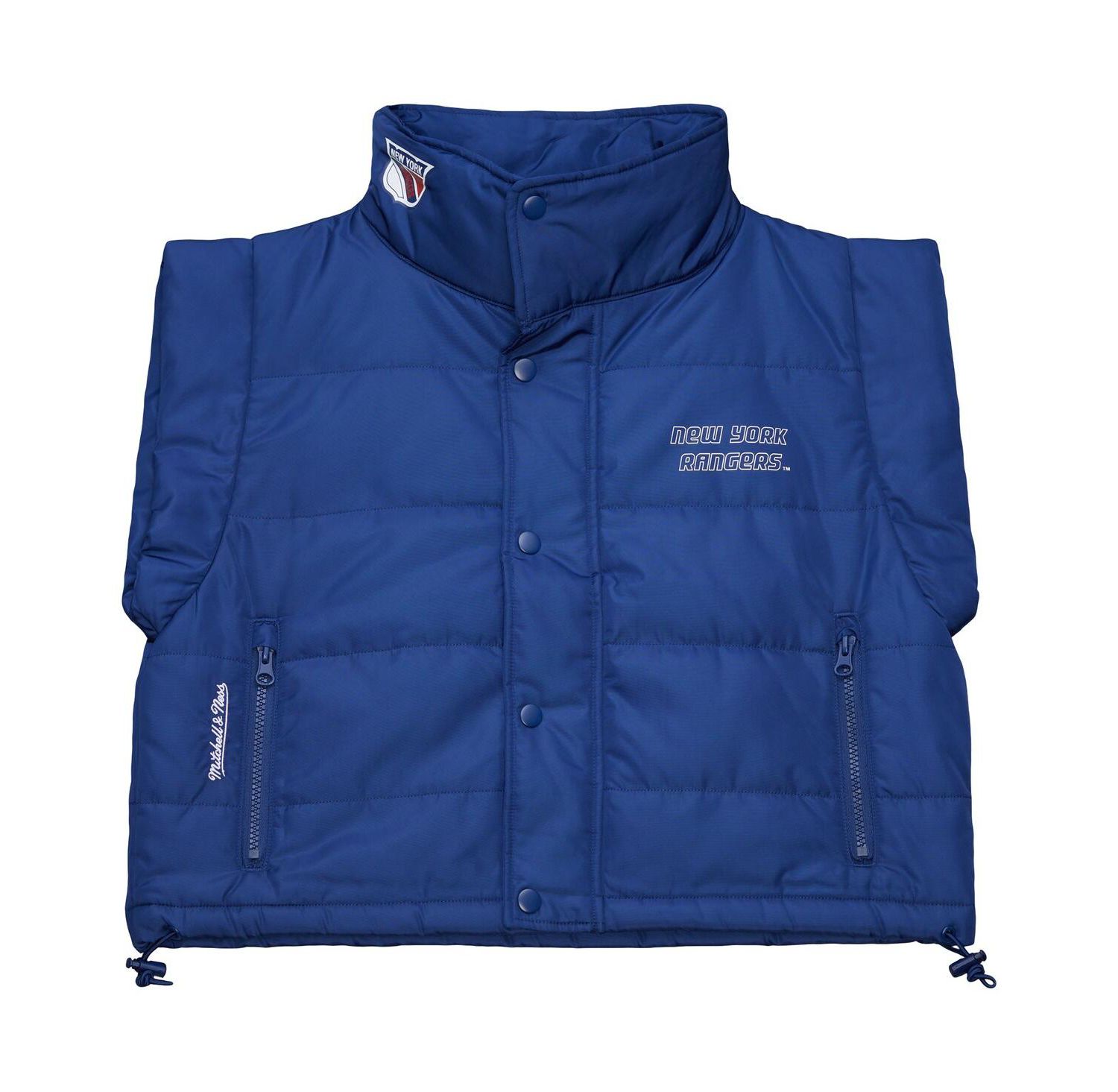 Women's Blue New York Rangers Cropped Full-Zip Puffer Vest