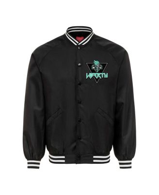 Men's and Women's Black New York Liberty Rock Roll Collection Ringo Satin Raglan Full-Snap Bomber Jacket