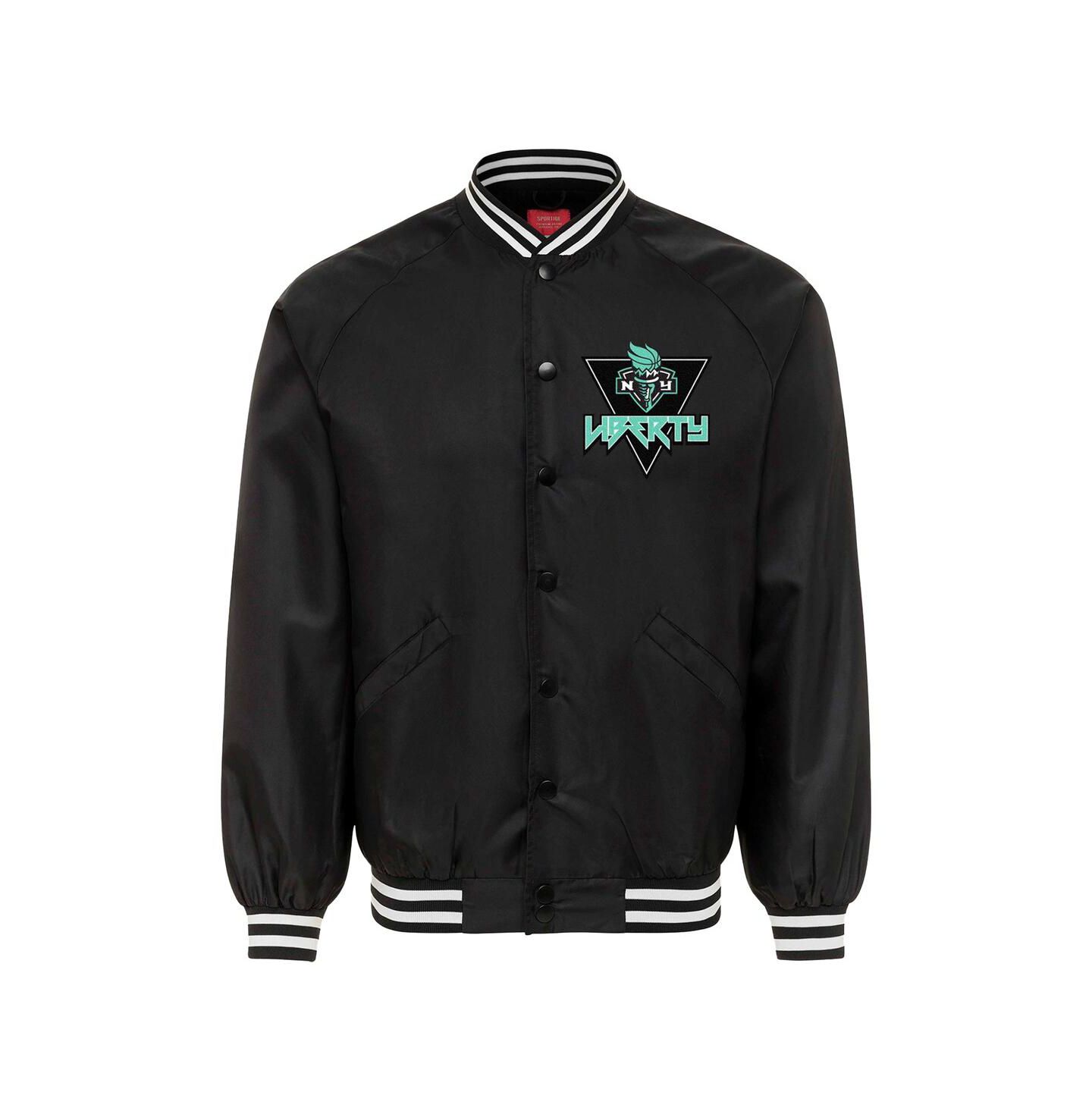 Куртка Sportiqe Black New York Liberty Rock Roll Collection Ringo Satin Raglan Full-Snap Bomber — фото 2