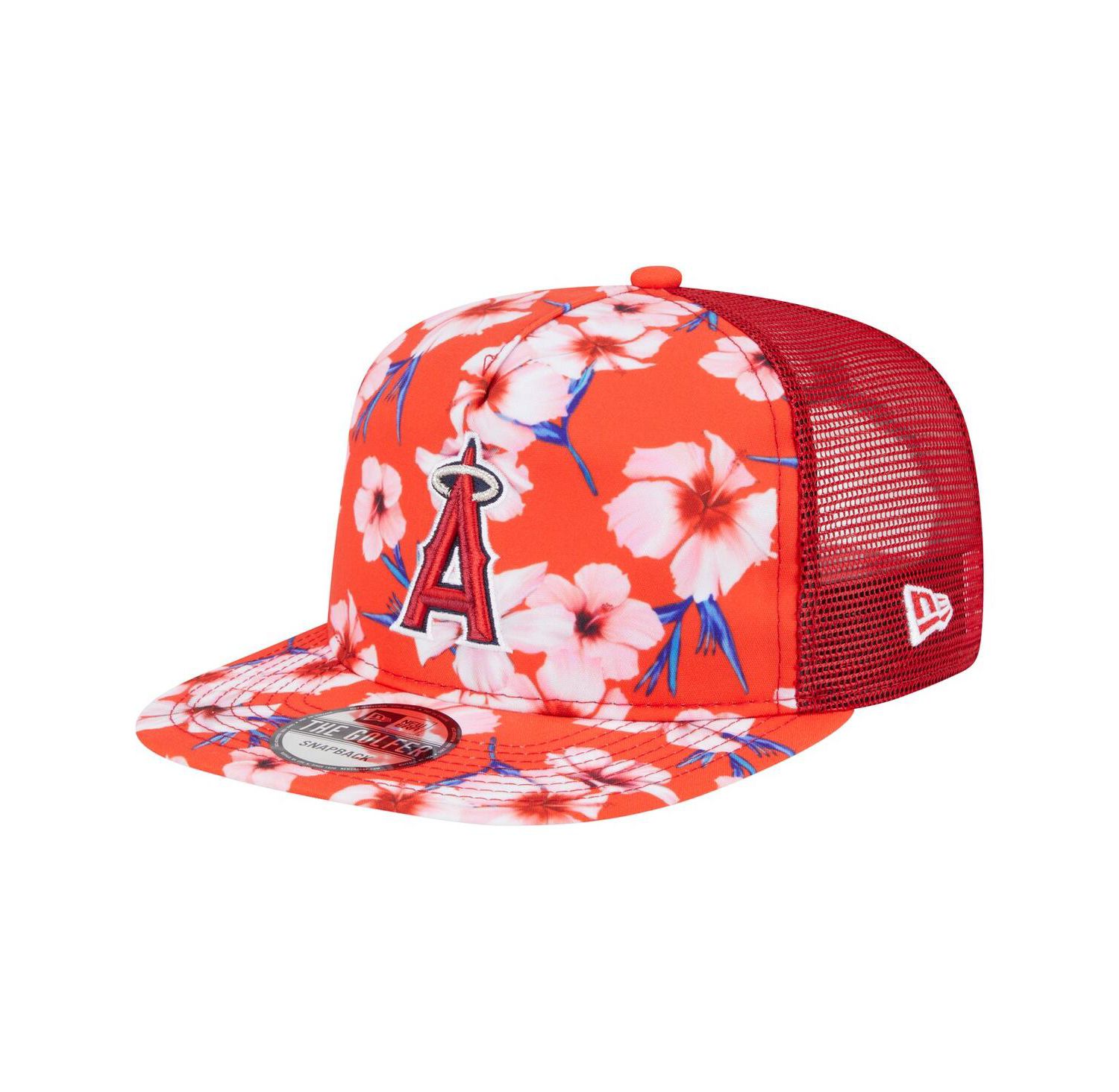 Men's Red Los Angeles Angels Adventure Pattern Golfer Trucker Snapback Hat
