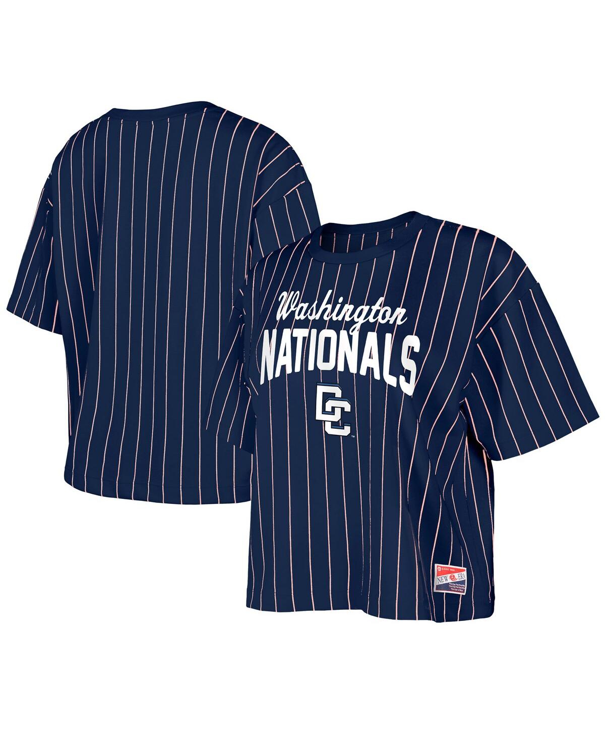Women's Navy Washington Nationals 2025 City Connect Pinstripe T-Shirt - Navy