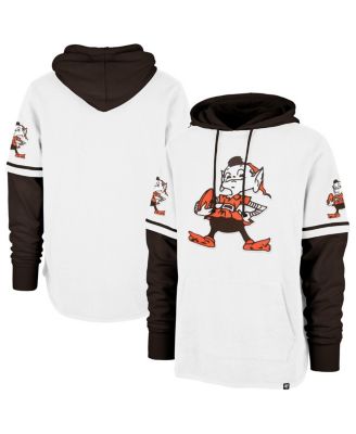 '47 Brand - Men's White Cleveland Browns Throwback Shortstop Pullover Hoodie